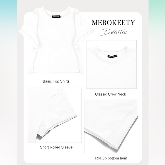 {MEROKEETY} White Crop Short Sleeve NWT - Picture 11 of 14